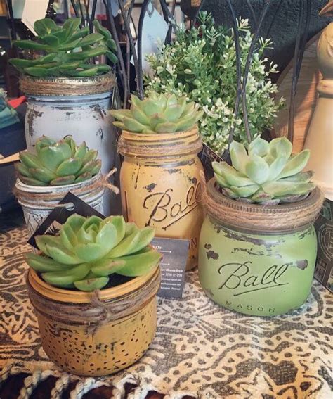 Chalk Painted Ball Jars As Succulent House Plant Containers Mason