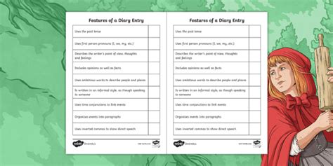 Features Of A Diary Writing Entry Checklist Twinkl