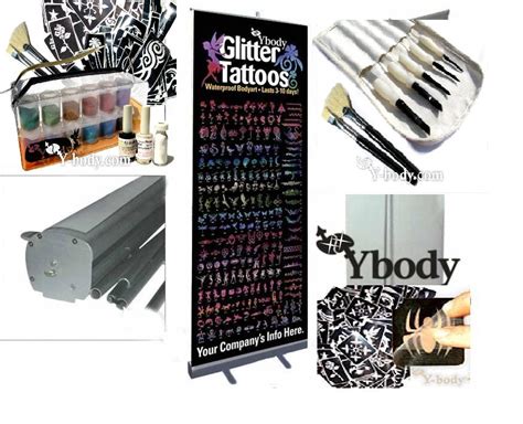 Professional Glitter Tattoo Kit - Deluxe - Glitter Stencils