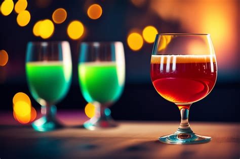 Tres Vasos De Cerveza En Un Bar Con Luces De Fondo Foto Gratis