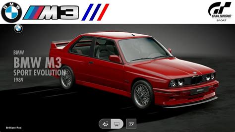 Bmw M3 Sport Evolution 89 Gran Turismo Sport Colours Youtube