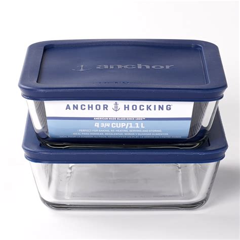 Anchor Hocking 4 Piece 4 75 Cup Clear Glass Square Food Storage Value Pack