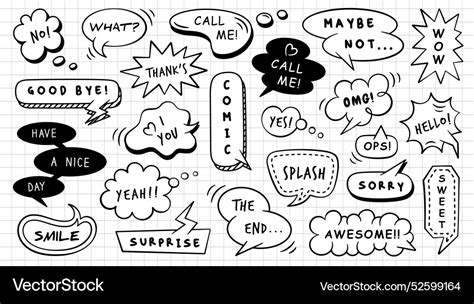 Cartoon Comic Speech Bubble Collection Set Of Vector Image