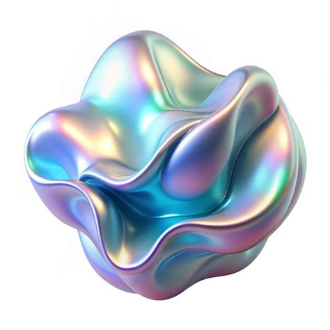 Premium Photo D Fluid Abstract Metallic Holographic Colored Shape In