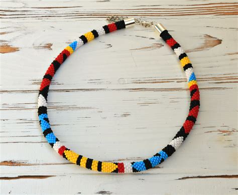 African Beaded Necklace Seed Bead Rope Choker Necklace Zulu Etsy