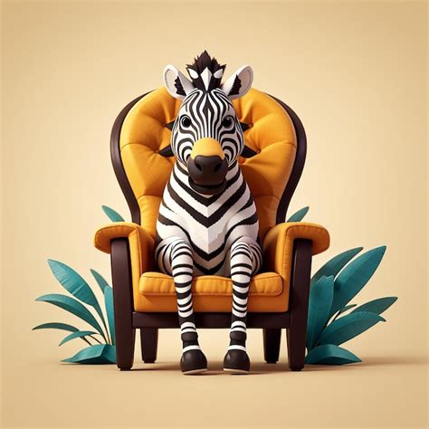 Una Zebra Linda Sentada En Una Silla Una Ilustraci N De Icono