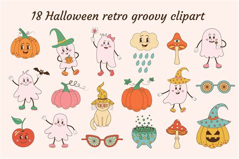 Retro Groovy Halloween Clipart By JulyG Art Store TheHungryJPEG