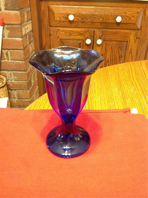 Vintage 1940s Anchor Hocking Cobalt Blue Fluted Sundae Glass Haute Juice