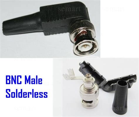 Cctv Rg59 Bnc Male Solderless Right Angle Connector Adapter For Camera