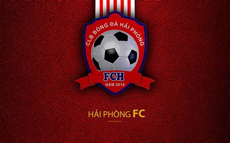 Hai Phong FC Leather Texture Logo Vietnamese Football Club White Red