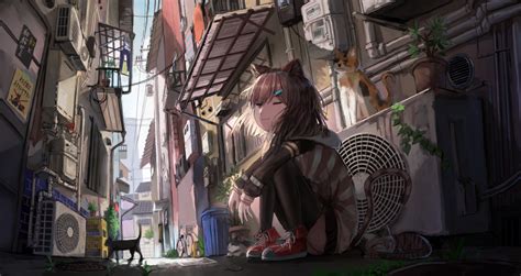 文野環 路地裏 碧ねむこたつ의 일러스트 Pixiv Drawing Base Cityscape Character Art