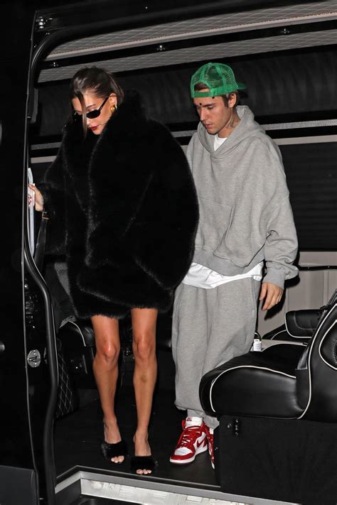 Hailey Bieber Looks Stunning In A Black Fur Coat While Attending Zack