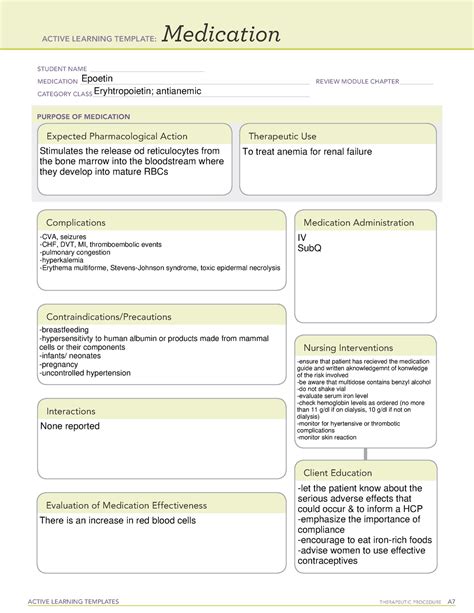 Epinephrine Ati Medication Template