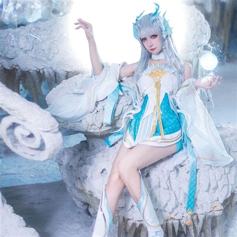 2021 Costume Xishi Cos Game King of Glory New Skin Ice Blue Dragon Girl ...