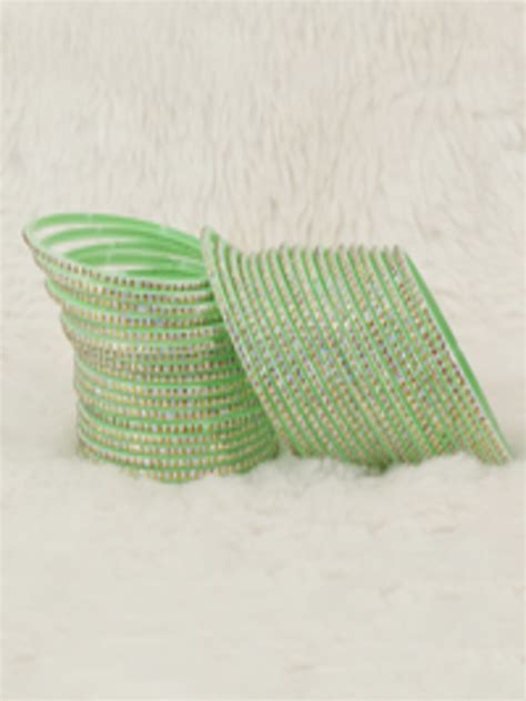 Buy Nmii Set Of Polka Dots Glitter Glass Bangles Bangle For