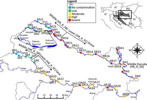 Sampling Sites 46 Along The Four Major Large Rivers In Croatia The Download Scientific