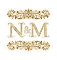 M And Vintage Initials Logo Symbol Letters Vector Image