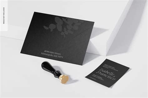 Premium Psd Dark Greeting Card With Envelope Mockup Leaned