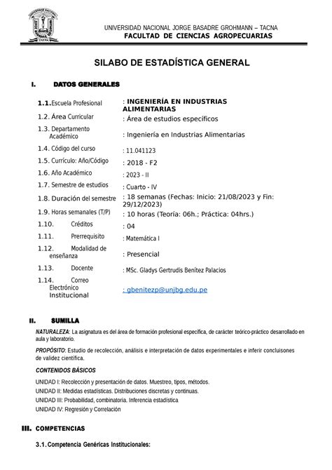 3 Sílabo De Estadística General 2023 Sem Ii Esia Modificado