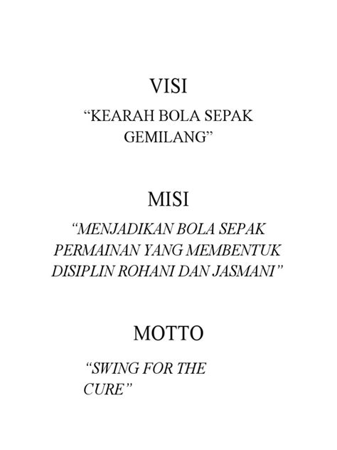 Visi Misi Motto Objektif Bola Sepak Pdf