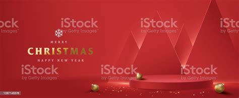 Merry Christmas Banner With Product Display Cylindrical Shape Stock Illustration Download