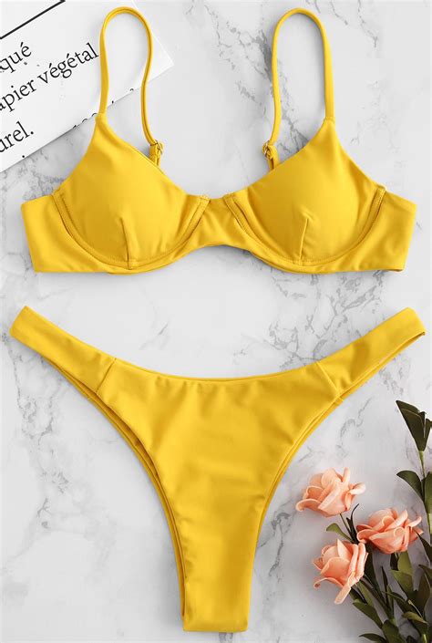 Zaful Underwire Cami Bikini Set Bikinis Womens Swimsuits Bikini