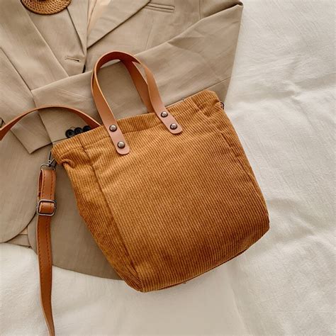 Corduroy Grote Tote Shopper Tassen Voor Vrouwen Ca Grandado