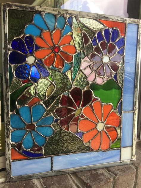 Stained Glass Sunflower Window Transom Panel Easter Suncatcher Etsy