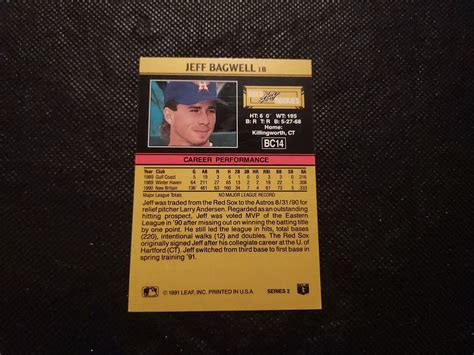 Jeff Bagwell Leaf Gold Rookies Bc Ebay