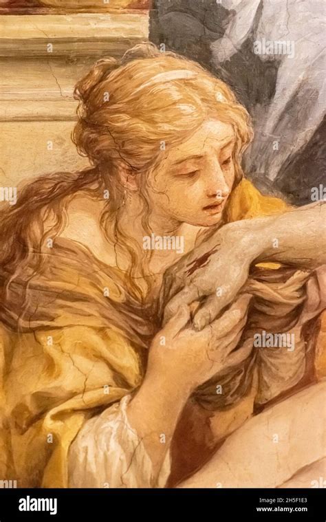 Detalle De La Pintura Medieval Que Muestra Una Triste María Magdalena