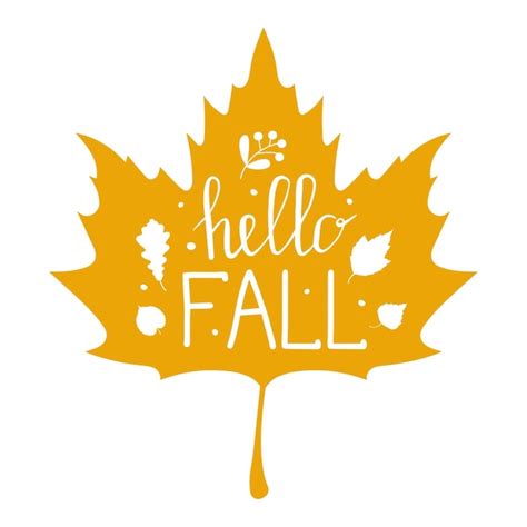 Premium Vector Hello Fall Calligraphy Cute Autumn Hand Draw Lettering