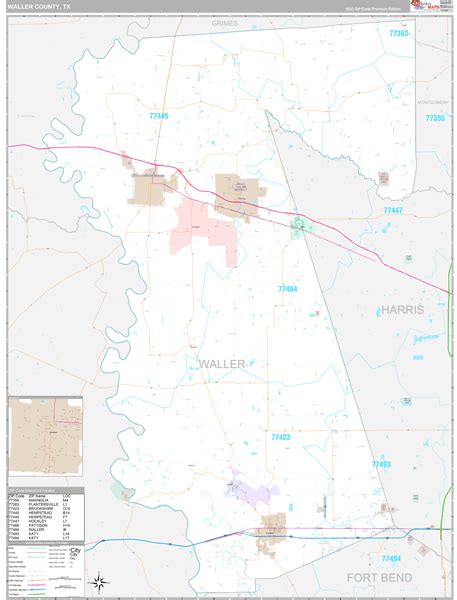 Waller County, TX Zip Code Map - Premium