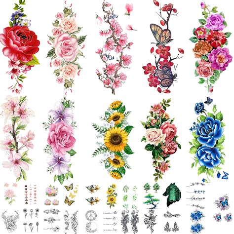 Buy Quichic 60 Designs Flower Tattoos Temporary Realistic Large Flower Tattoos For Women Sexy