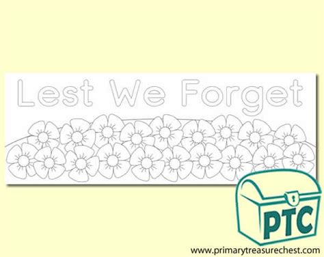 'Lest We Forget' Colouring Sheet Display Heading/ Classroom Banner with ...