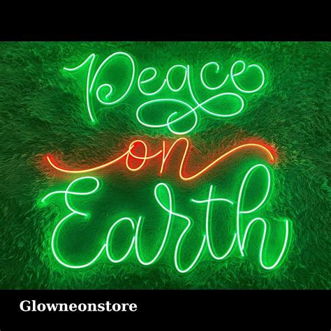 Glowneon Peace On Earth Neon Sign Peaceful World Neon Peace On Earth Led Sign Peace On Earth