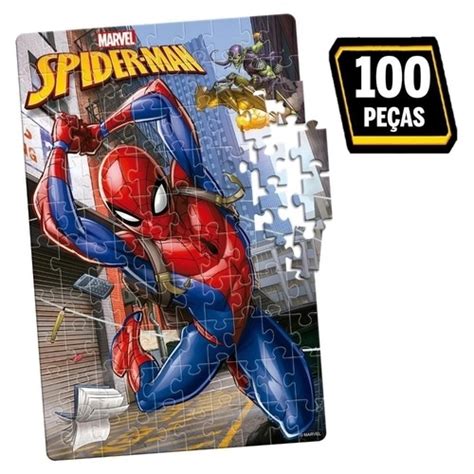 Quebra Cabeça Do Homem Aranha - Quebra Cabeça Homem Aranha 100 Peças Toyster 8013 - Papelaria Criativa