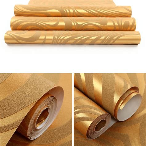 Hanmero Minimalist Abstract Curves Glitter 3d Wallpaper Gold Homesbrand