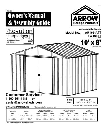 Arrow Storage Products LW108FB Owner Manual Manualzz