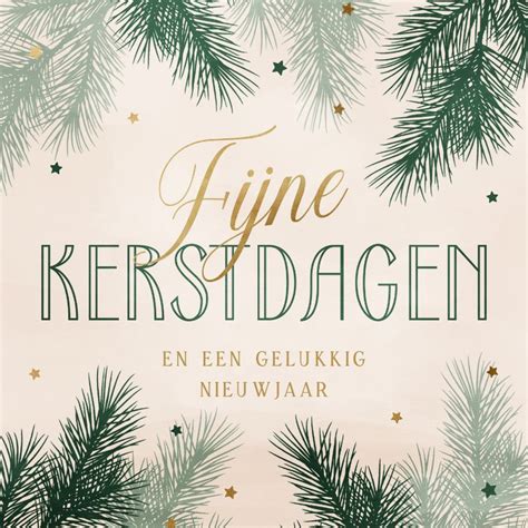 Hippe Kerstkaart Met Groene Dennentakjes Kaartje Go