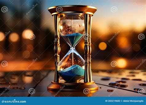 Hourglass With Sand Running Symbolizing Passing Time And Impending Deadline Stock Illustration