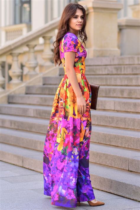 Floral Dress Colorful Dress Maxi Dress Summer Dress Purple Etsy