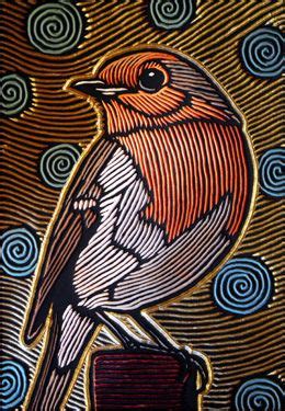 Large Robin Lisa Brawn Tags Art Birds Woodcuts Graphics Popart