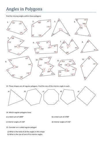 KS3 Maths Angles in Polygons worksheet | Teaching Resources