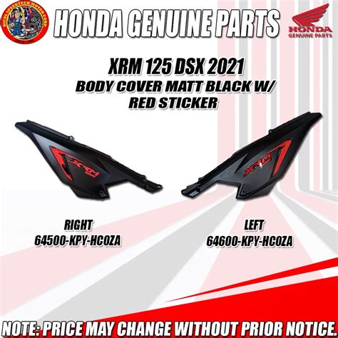 XRM 125 DSX 2021 BODY COVER SET MATT BLACK RED HP GENUINE 64600 KPY