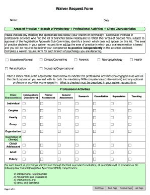 Fillable Online Cap Ab Waiver Request Form College Of Alberta