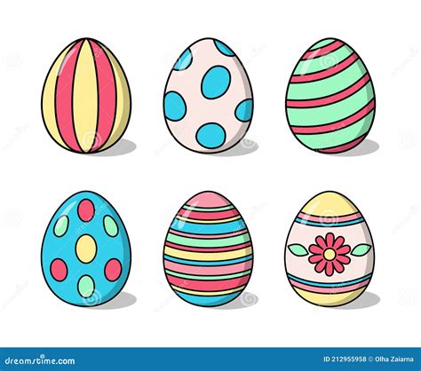 Conjunto De Huevos Vectoriales De Pascua Huevos De Colores Aislados En