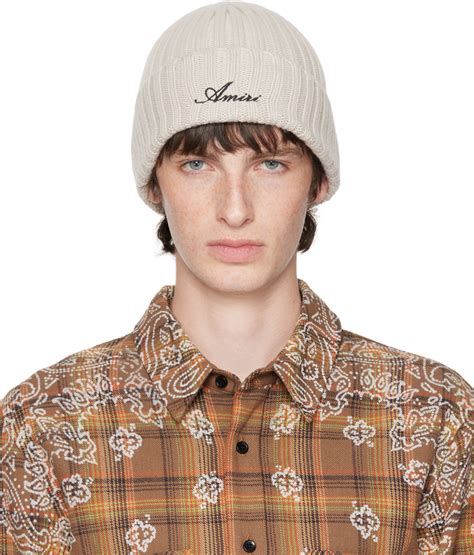 AMIRI Beige Script Beanie Amiri