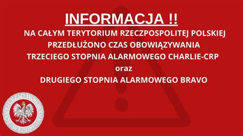 Przedłużenie obowiązywania stopni alarmowych BRAVO oraz CHARLIE CRP