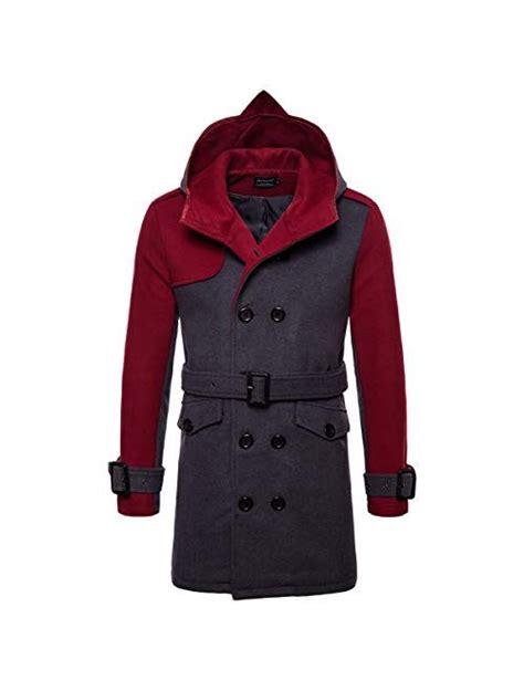 Buy Aowofs Men S Winter Mid Long Wool Blend Coat Double Breasted Warm