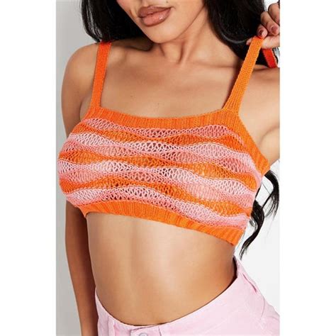 I Saw It First Stripe Crochet Knitted Bralet Co Ord Multi Sports